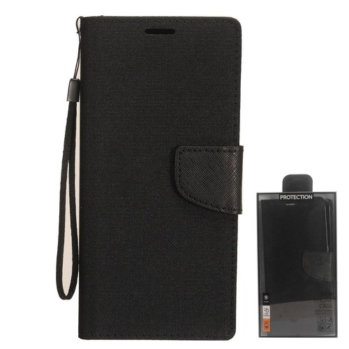 GSA zweifarbige Denim Flip Wallet Case für Galaxy A52 5G - schwarz Stil - Bild 1 von 3
