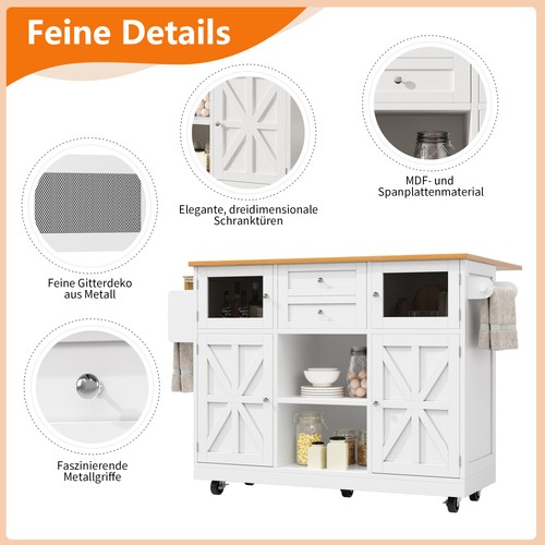 Aiorber küchenwagen mit Arbeitsplatte,Holzoptik, Handtuchhalter Servierwagen - Bild 16 von 24