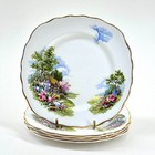 ROYAL VALE BONE CHINA SIDE PLATES X4 SET COUNTRYSIDE SCENE 6"