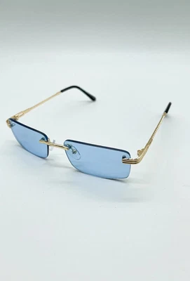 lunettes de soleil rectangulaire à verres sans monture couleur bleu - GL BOUTIK - Photo 1/2