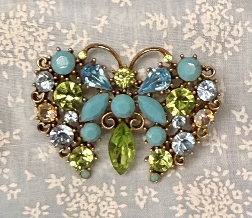 Vintage Crystal Glass Rhinestone And AB Pin Brooch - Picture 3 of 4