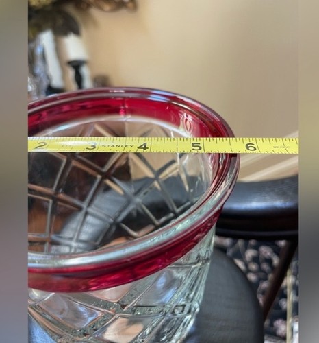 Indiana Glass Ruby Flash Criss Cross Lattice Design Clear Biscuit Barrel - Picture 7 of 21