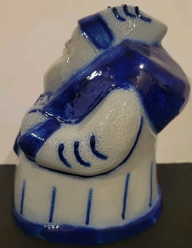 Eldreth Pottery Fat Santa Claus & Sack Cobalt Blue Stoneware Salt Glaze 7" 2009 - Picture 2 of 11