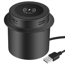 10W Phone Desktop Embedded Wireless Charger w/ 2 USB Ports For Huawei Samsung