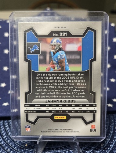 2023 Panini Prizm - Rookies Jahmyr Gibbs #331 Orange Lazer Prizm (RC) - 第 2/2 張圖片