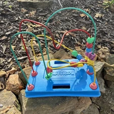 Vintage 80's Playskool Busy Beads Bead Rack Maze Baby Toddler Activity Toy Blue