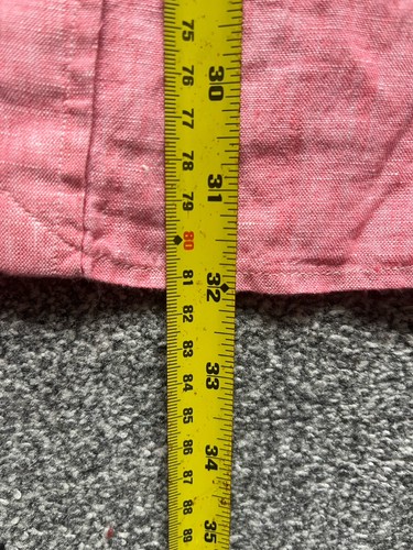Camisa Ralph Lauren Para Hombre Talla XL Rosa Blanco Lino Manga Corta Calce Clásico - Imagen 10 de 13