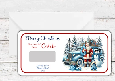 KRAFTYKARDS Santa Christmas Scratch Card Personalised Surprise Reveal Ticket Gift Voucher