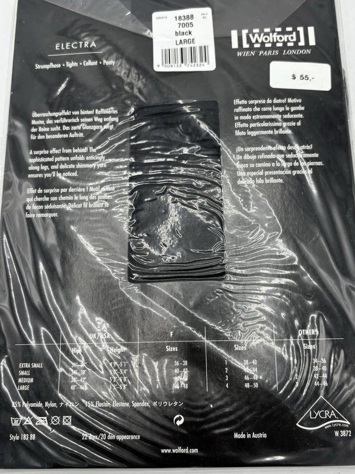 Electra Strumpfhose Wolford L schwarz Satin de Luxe Pantyhose Glanz - Bild 3 von 3