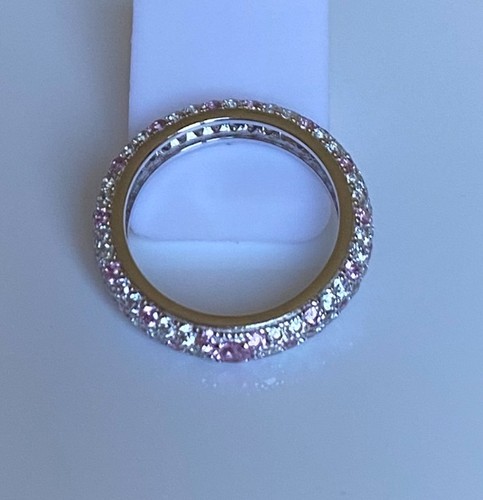 Anello in argento S925 rodiato con zirconi bianchi e rosa misura 11 - Foto 6 di 7