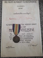 Czechoslovakia. WWI Inter-allied Victory Medal with Document order badge