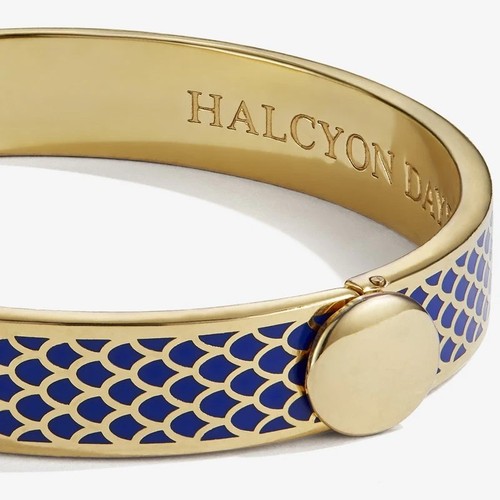 NEW Halcyon Days Salamander Deep Cobalt Hinged Bangle w/18k Gold Plate - Picture 2 of 2