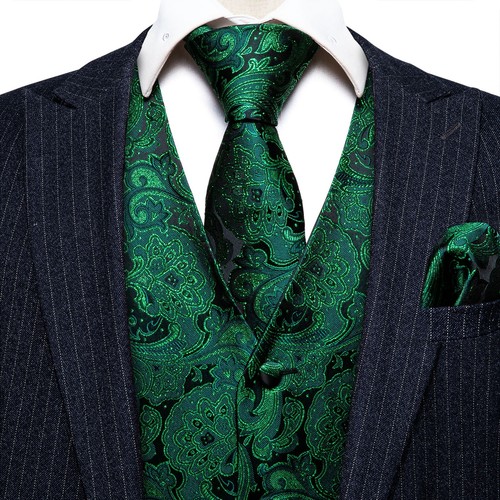 Formal Casual Wedding Mens Waistcoat Paisley Floral Party Vest Tie Set Tuxedo - Picture 72 of 102