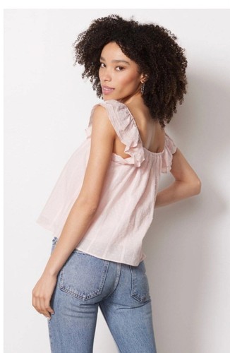 Top para mujer BB Dakota rosa punto suizo con volantes talla XS - Imagen 2 de 5