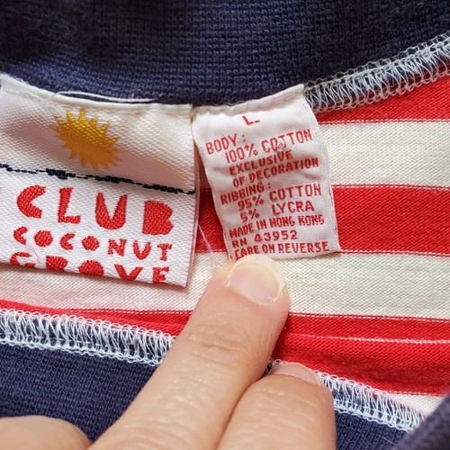 T-shirt donna Club Coconut Grove rossa bianca nautica a righe taglia large anni 80 90 - Foto 3 di 9
