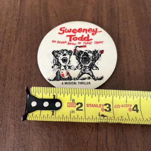 SWEENEY TODD Sondheim Frank “Fraver” Verlizzo Broadway Button Pinback 3" RARE - Picture 2 of 3