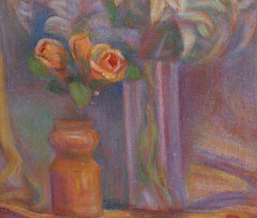 Pintura al óleo Elka Naydenova (1932 - 2016) bodegón con flores firmada - Imagen 7 de 9