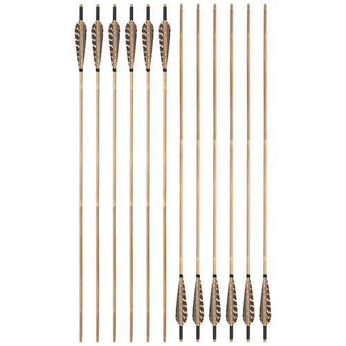 33.5" Bamboo Arrows 5" Natural Feather Tradition Longbow Hunt DIY Archery Shoot - Picture 4 of 13