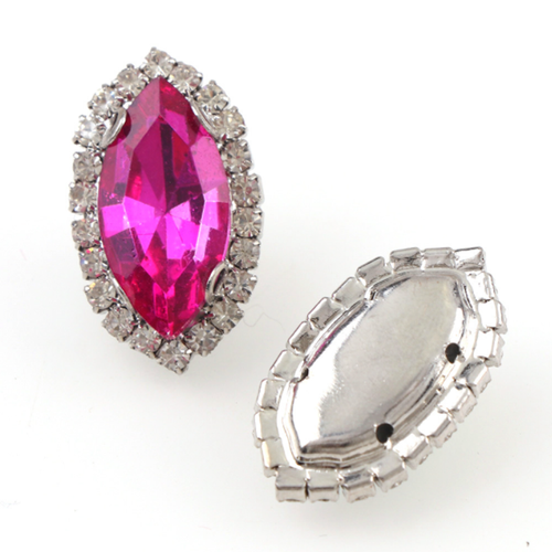 20 pcs Sew On Crystal Rhinestone diamond Faceted Glass Navette Jewels Button - Picture 4 of 28