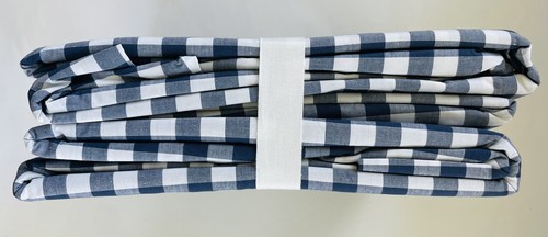 Pottery Barn Kids Full Size Organic Check 2 Sheet & 2 Pillowcase Set, Navy Blue - Picture 3 of 4