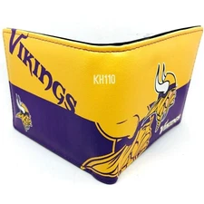 NFL Minnesota Vikings Men's Printed Logo Leather Bi-Fold Wallet