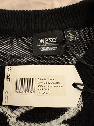 WESC Leon Daisy Knitted Black Sweater Men's XL Women's XXL New With Tags - Picture 4 of 4