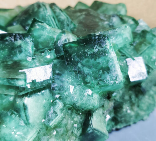 Seltene größere Partikel transparent grüner Würfel Fluorit Kristall Mineral Probe - Bild 10 von 12