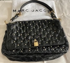 Authentic Marc Jacobs Python embossed gold studs shoulder Bag