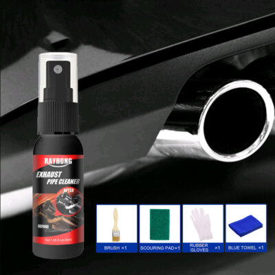 30ml Exhaust Pipe Cleaner Car Rust Remover  w/ Rubber Gloves Brush Repair Tool