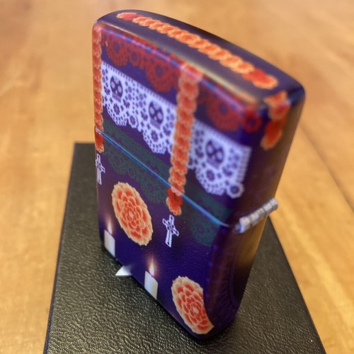 Zippo 02403 Day Of The Dead Suger Skull Woman 540 Color Lighter + FLINT PACK - Picture 6 of 7