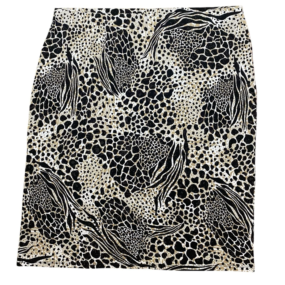Falda lápiz vintage Jaclyn Smith estampado animal elástica hasta la rodilla XL Foto 3 de 4