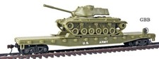 HO Scale US ARMY 50' Flat Car with PATTON TANK Model Power New in Box 99160