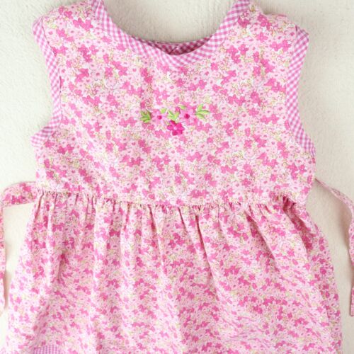 Blueberi Boulevard Pink Dress Girls Size 5T Floral Gingham Plaid Embroidered Tie - Picture 2 of 9