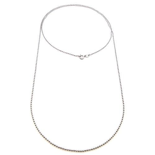 Collana Lunga in Argento 925 e Spinello Nero Palline Moda Donna Modello Classico - Imagen 9 de 36
