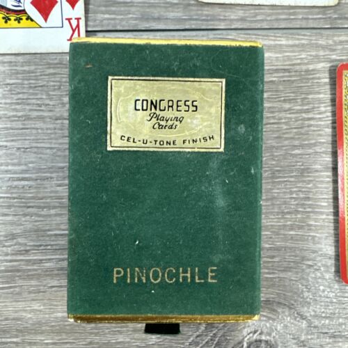 Tarjetas de Juego de Congreso Vintage Patrón Floral Acabado Cel-U-Tone Pinochle - Imagen 2 de 12