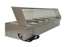 INTBUYING Food Warmer for Commercial 5-Pan with Protection Glass 110V Electric
