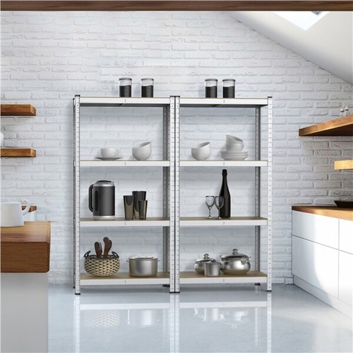 2 Scaffali a 4 Ripiani Metallo Zincato Scaffalatura Cucina Garage 80×40×160 cm - Foto 4 di 12