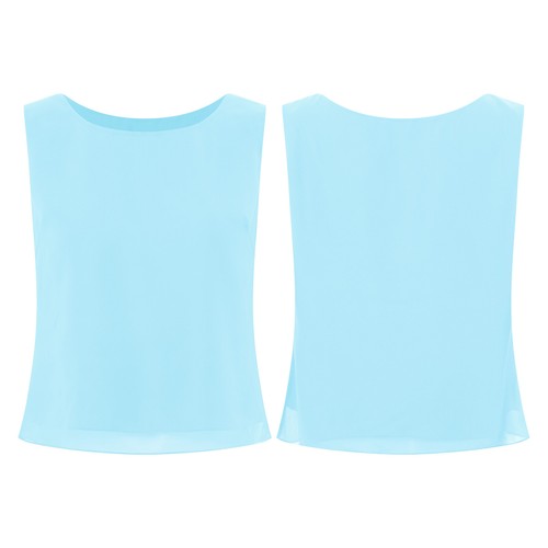 Women Elegant Chiffon Tank Top Round Neck Sleeveless Solid Color Casual T-Shirt - Picture 30 of 71