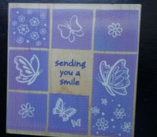 Hero Arts Sending You a Smile Large Rubber Stamp Butterflies and Flowers