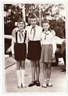 Three young girls Pioneer Ussr School uniform Skirt Pretty schoolgirl teen photo