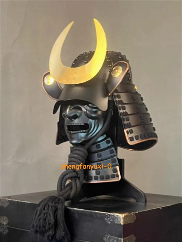 Máscara cosplay adereço 1:1 vestível samurai japonês Yoroi armadura de ferro capacete com chifres - Imagem 3 de 4