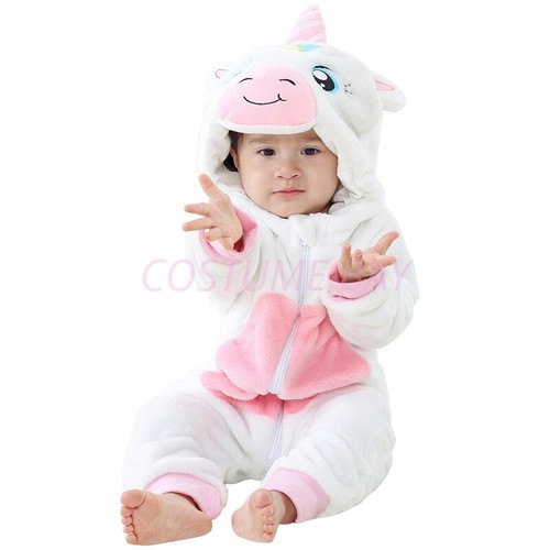 Kids Toddler Baby Animal Kigurumi Onesie Jumpsuit Infant Hooded Cartoon Pyjamas - Picture 9 of 94