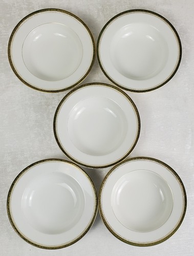 Set Of 5 Limoges Porcelain Narbonne J. Pouyat France Gold Gilt 7-3/4" Soup Bowls - 第 1/8 張圖片