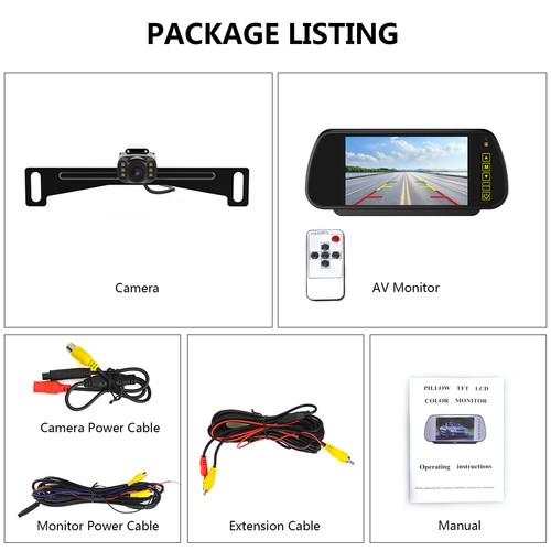 Car Backup Camera Rear View System Night Vision Parking Kit + 7" Mirror Monitor - Picture 22 of 23