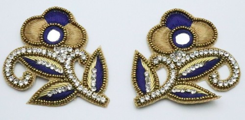 FCL 1 Paar Aufnäher Applikation Blumenform Verzierung Stoffperlen Pailletten - Bild 12 von 32