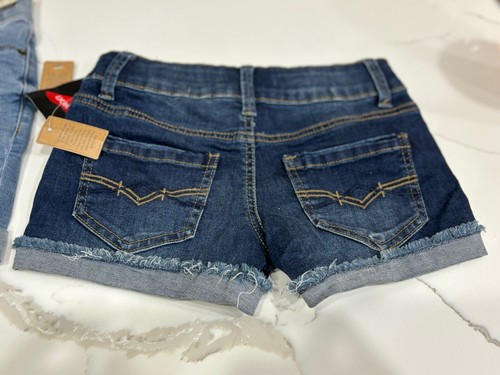 Mudd Lot of 2 Girls Jeans Denim shorts 8 Bermuda Adjustable Waist Stretch C24 - Picture 3 of 13