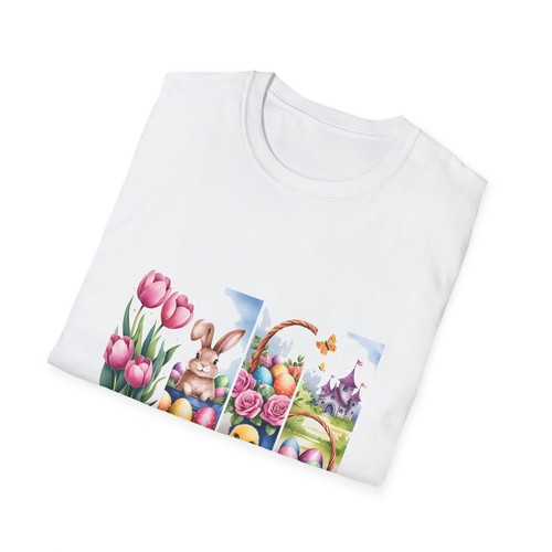 Happy Easter Unisex Softstyle T-Shirt, Spring Tees, Bunny Shirt, Easter - Picture 11 of 23