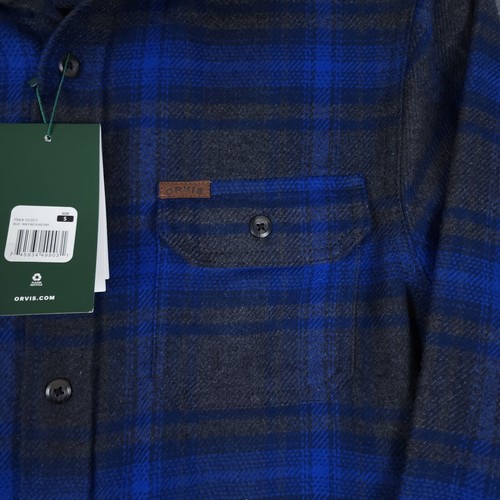 Orvis Big Bear Heavyweight Flannel Mens Small Navy Blue Rio Plaid Double Brushed - Picture 6 of 11