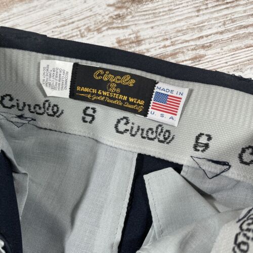Circle S Herren 28 x 36 Trevira Polyester Western ungesäumt marineblau Ranch Anzughose Vintage - Bild 7 von 9