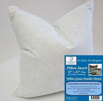 22 inch square down pillow insert